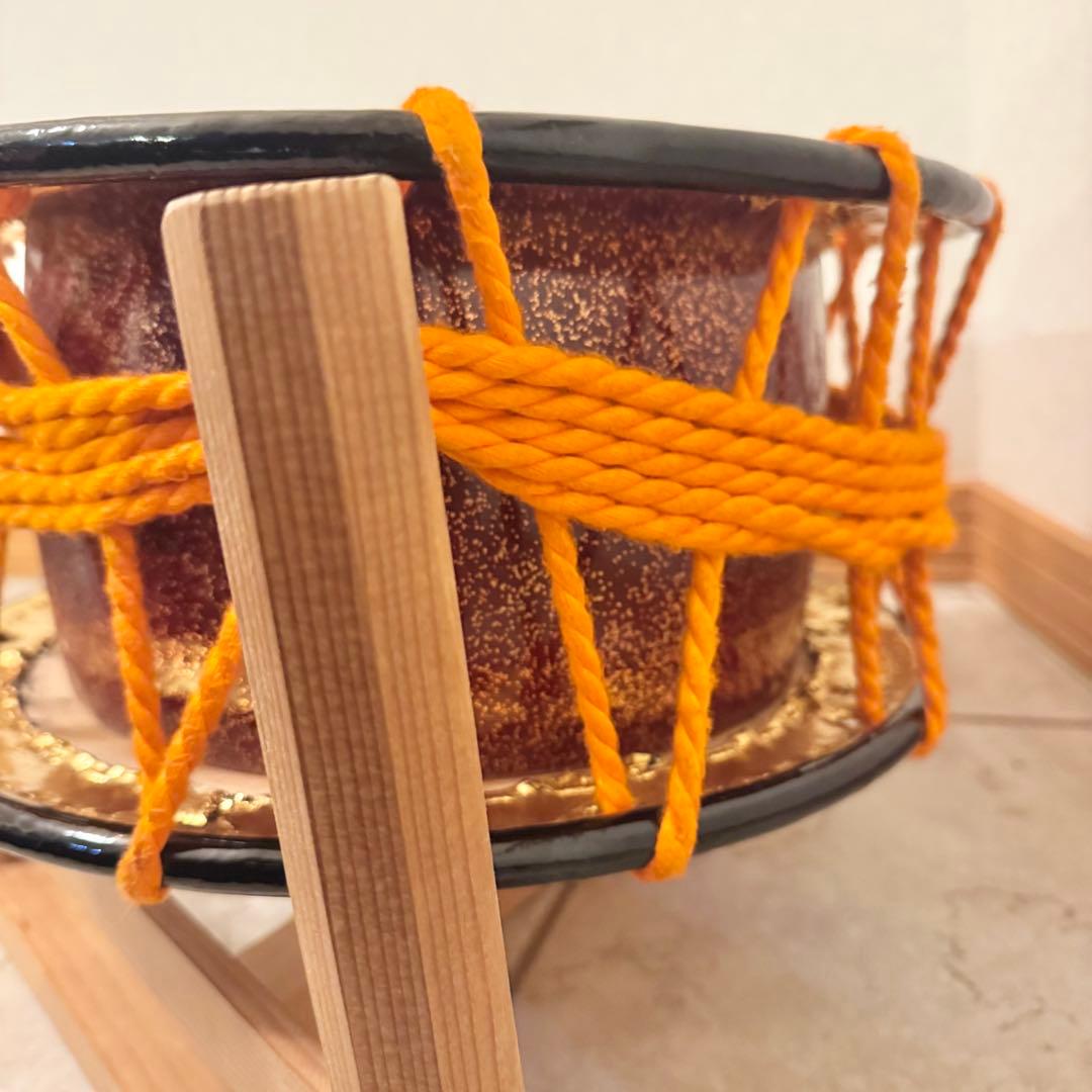 【美品】和太鼓 締太鼓 スタンド　バチ付 和楽器　伝統芸能