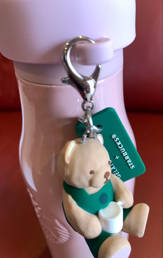 スタバ× ジェラピケ リッドカバーベアチャーム付ステンレスボトル ソフトピンク