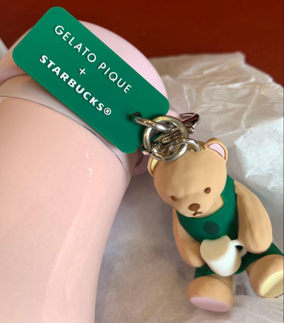 スタバ× ジェラピケ リッドカバーベアチャーム付ステンレスボトル ソフトピンク