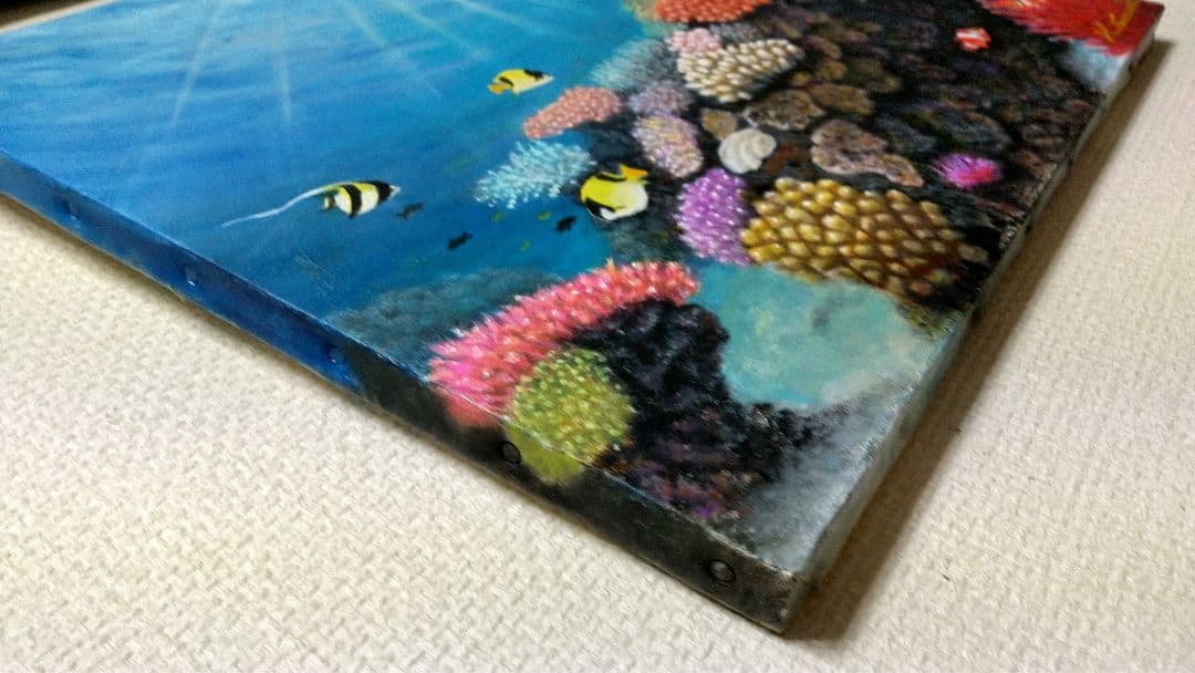 【POPON】「魚たちの海中公園」　海の中 油彩画 油絵 絵画