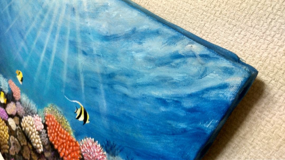 【POPON】「魚たちの海中公園」　海の中 油彩画 油絵 絵画