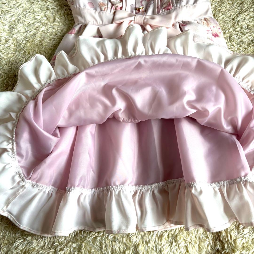 美品　リズリサ ハート　花柄　フリル シフォン ワンピース　S 半袖