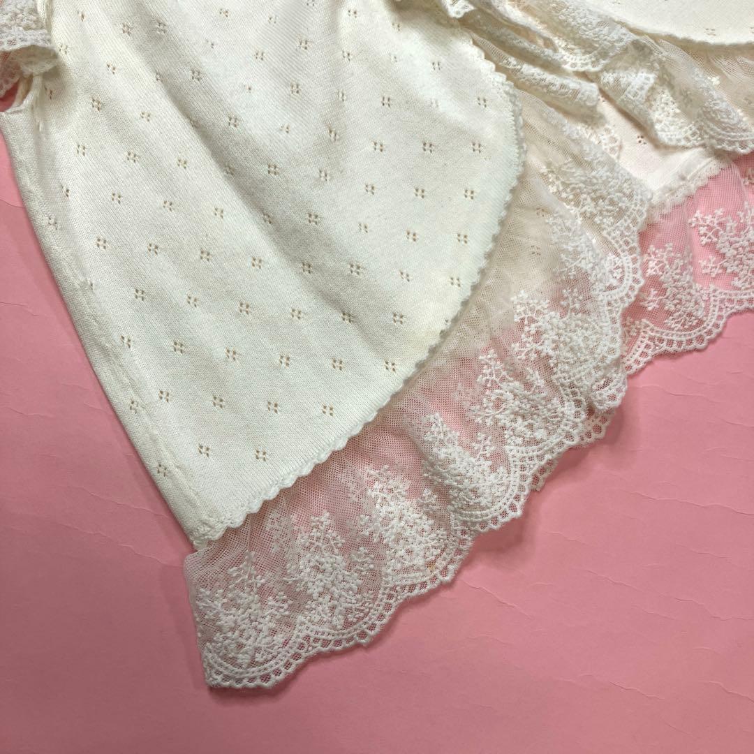 【美品】ピンクハウス アイボリー カラフル花モチーフ レース使い ニットベスト