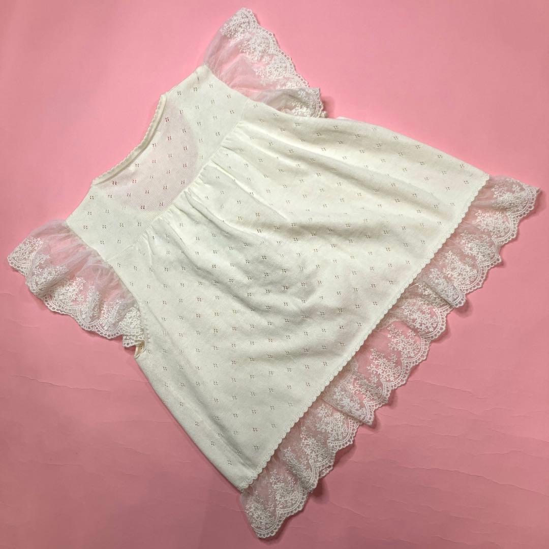 【美品】ピンクハウス アイボリー カラフル花モチーフ レース使い ニットベスト