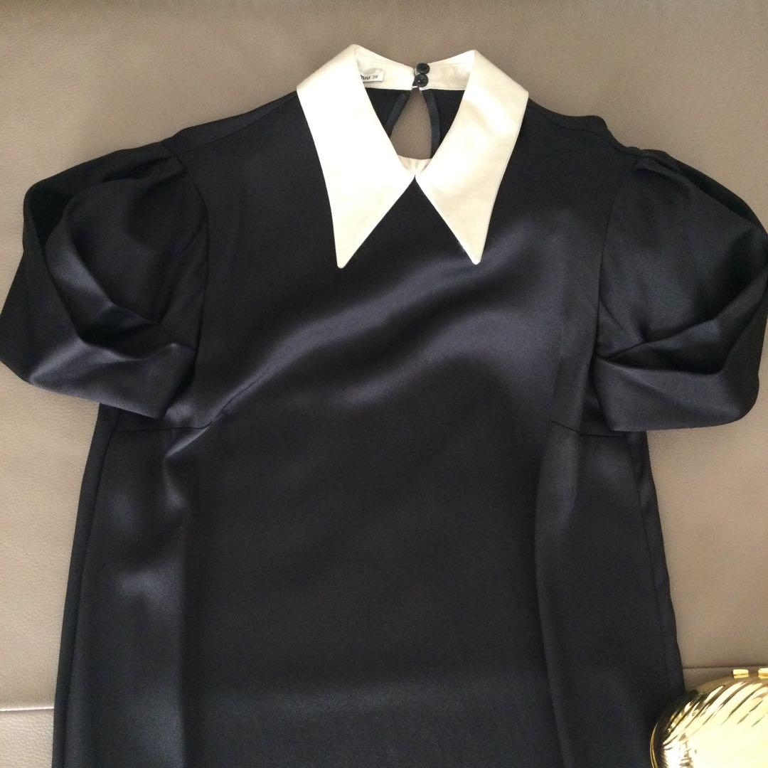 MIUMIU ブラックワンピース　シルク　かわいい　結婚式　38 美品　匿名送込