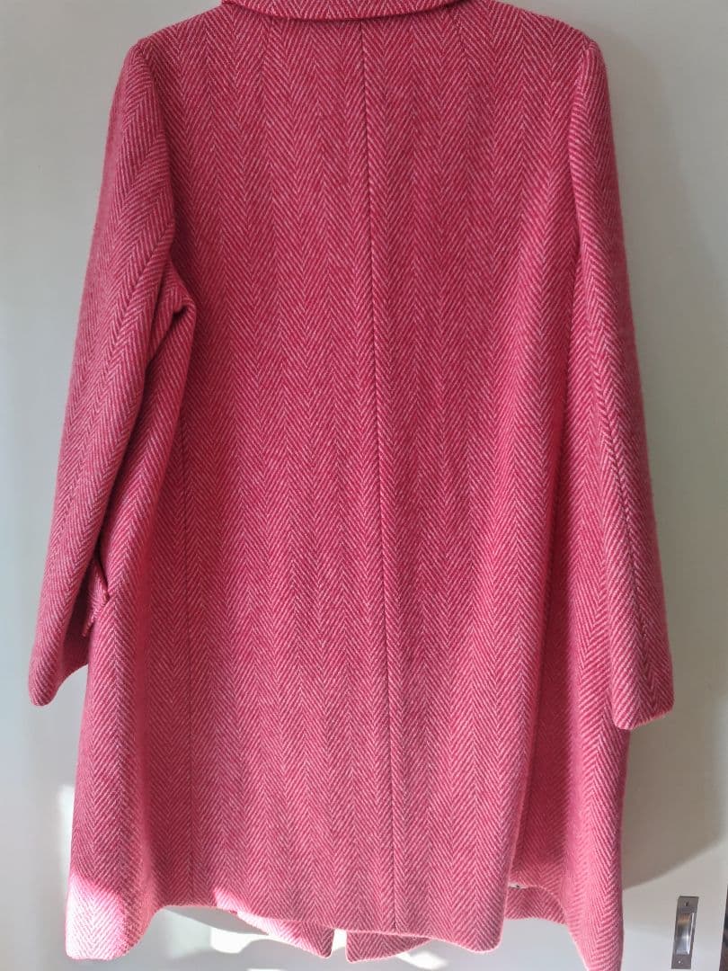 ピンク ヘリンボーン ロングコート