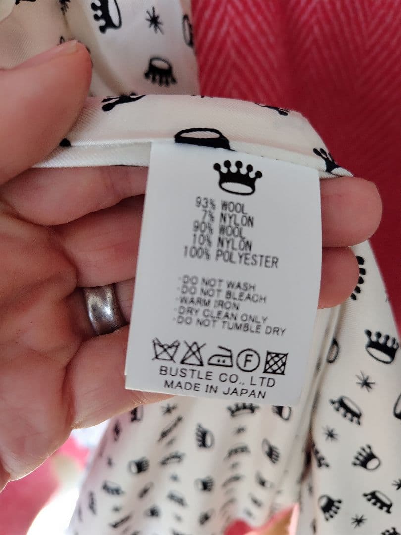 ピンク ヘリンボーン ロングコート