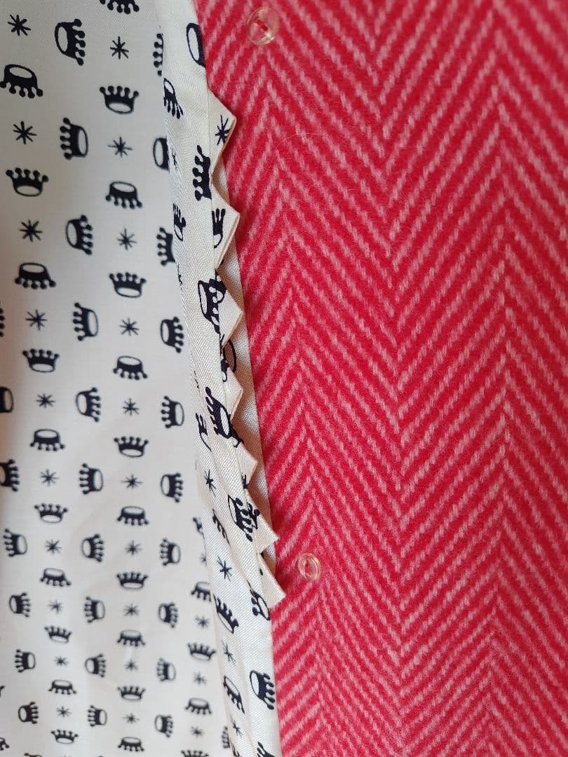 ピンク ヘリンボーン ロングコート