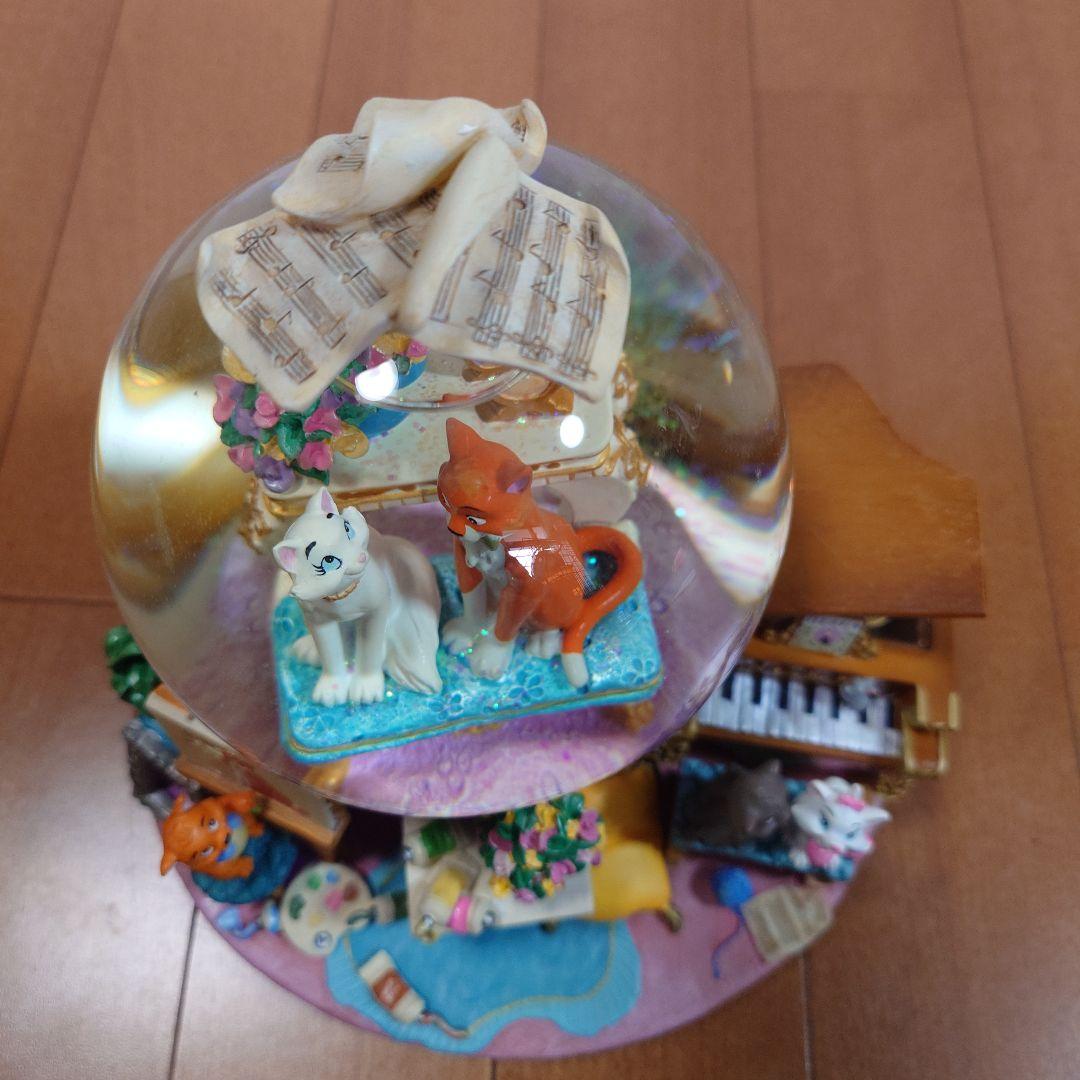 【レア美品】ディズニー おしゃれキャット スノードーム型オルゴールスノーグローブ