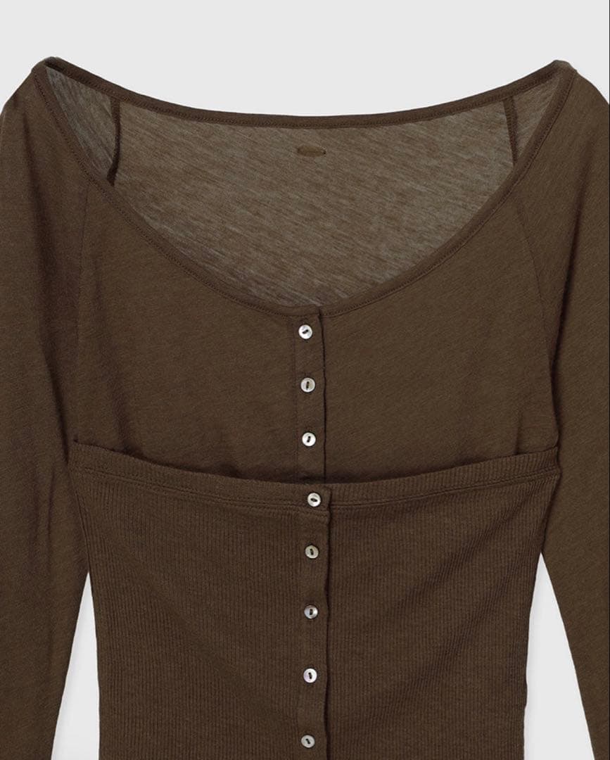 anuans シアーウールレイヤリングトップス　ブラウン