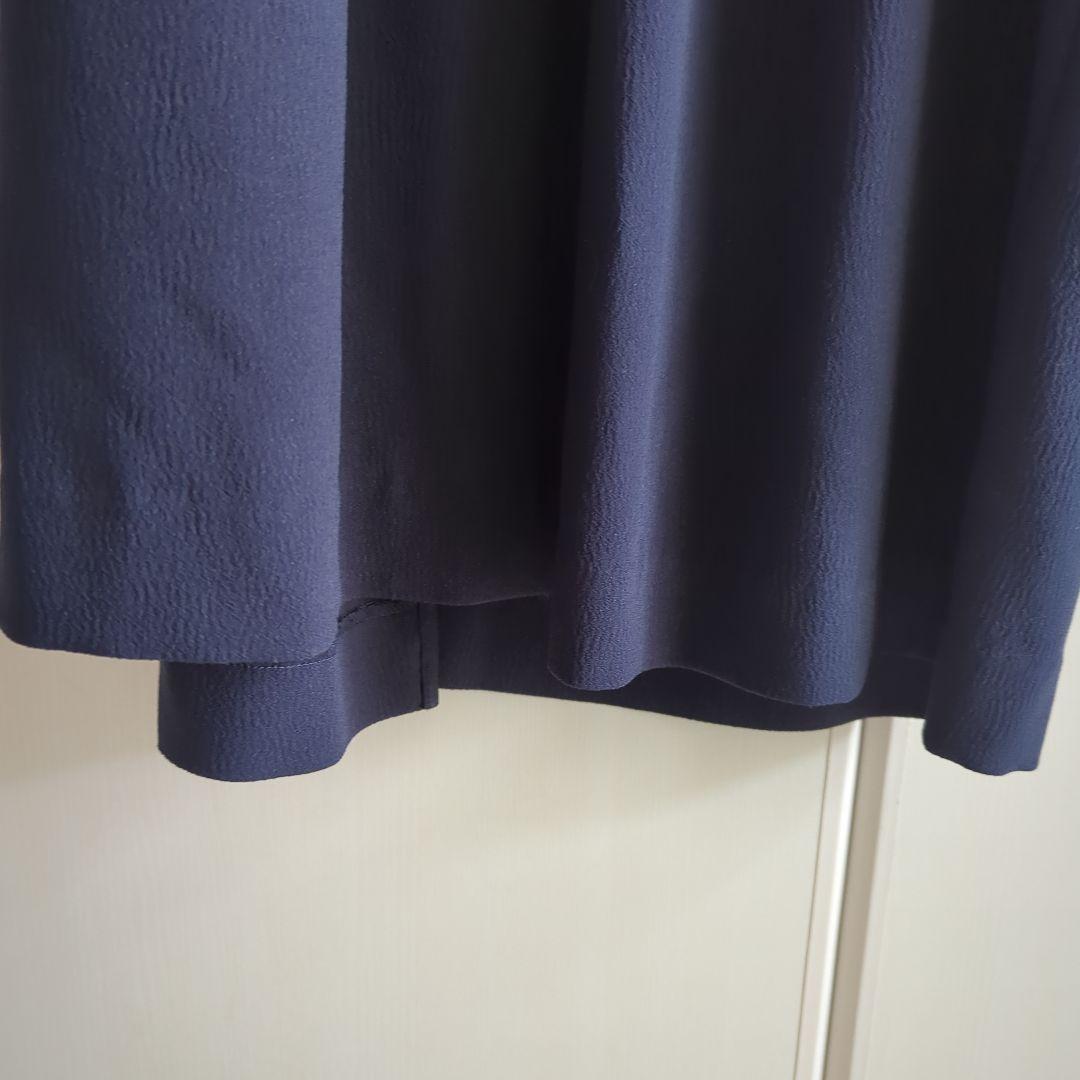 美品　2024 アセテートバックサテンジョーゼットワンピース　ネイビー