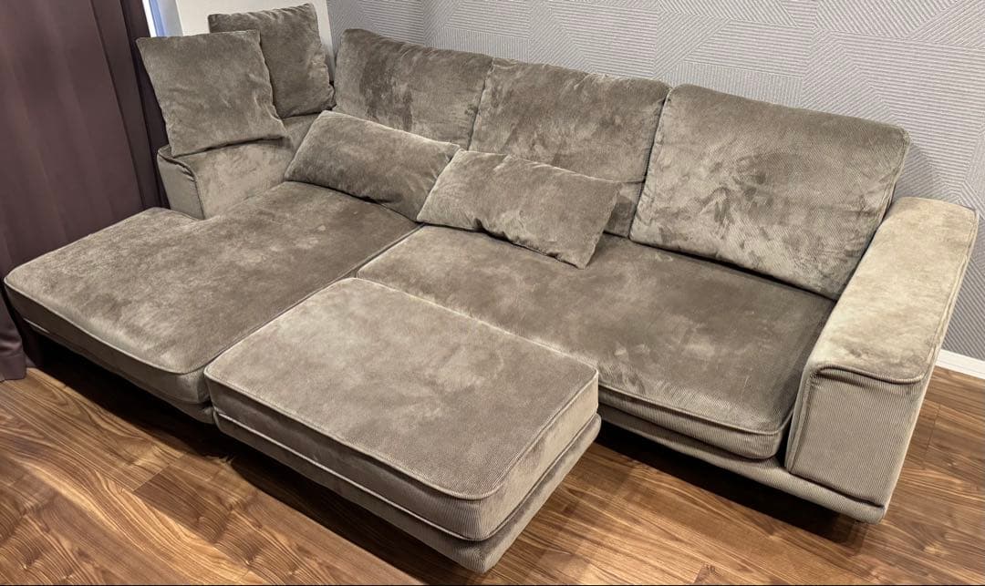 【引取限定】定価10.8万 タンスのゲン コーデュロイ カウチソファ 3人掛け