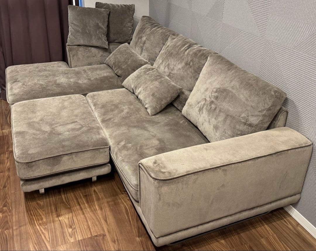 【引取限定】定価10.8万 タンスのゲン コーデュロイ カウチソファ 3人掛け