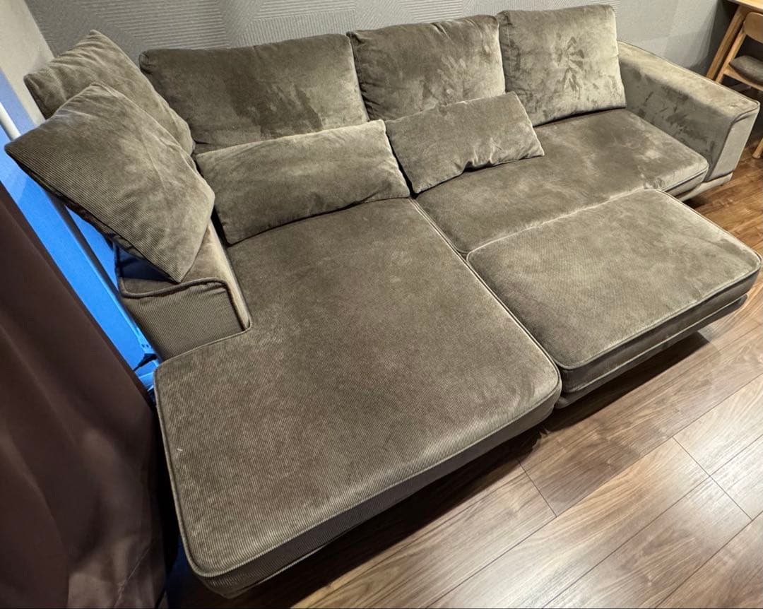 【引取限定】定価10.8万 タンスのゲン コーデュロイ カウチソファ 3人掛け