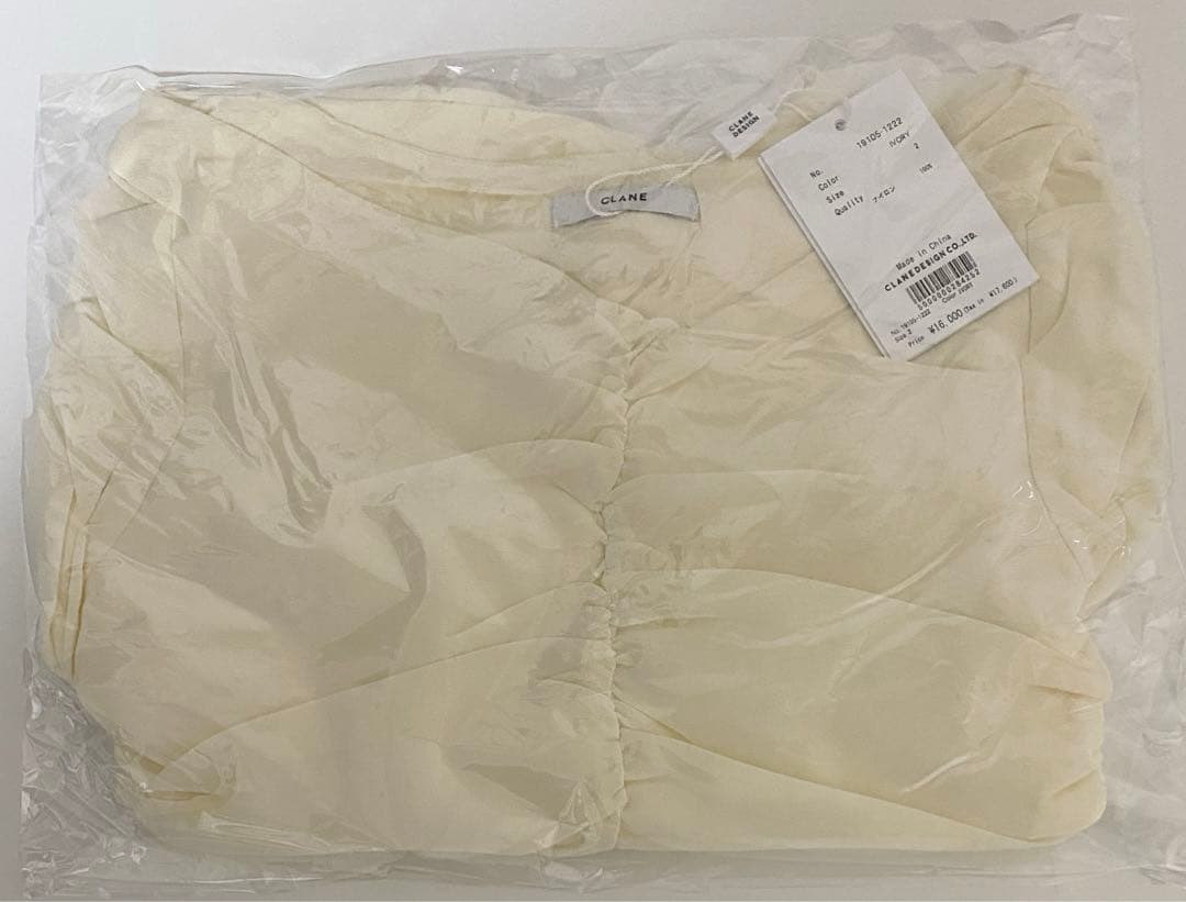 トップス CLANE W TULLE SHIRRING TOPS