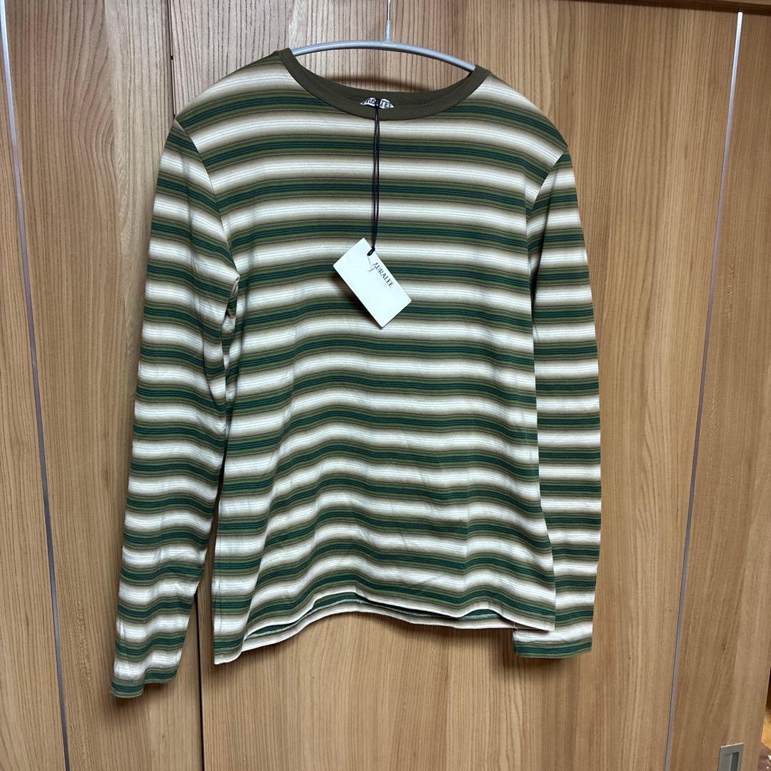トップス AURALEE GRADIENT STRIPE JERSEY L/S TEE