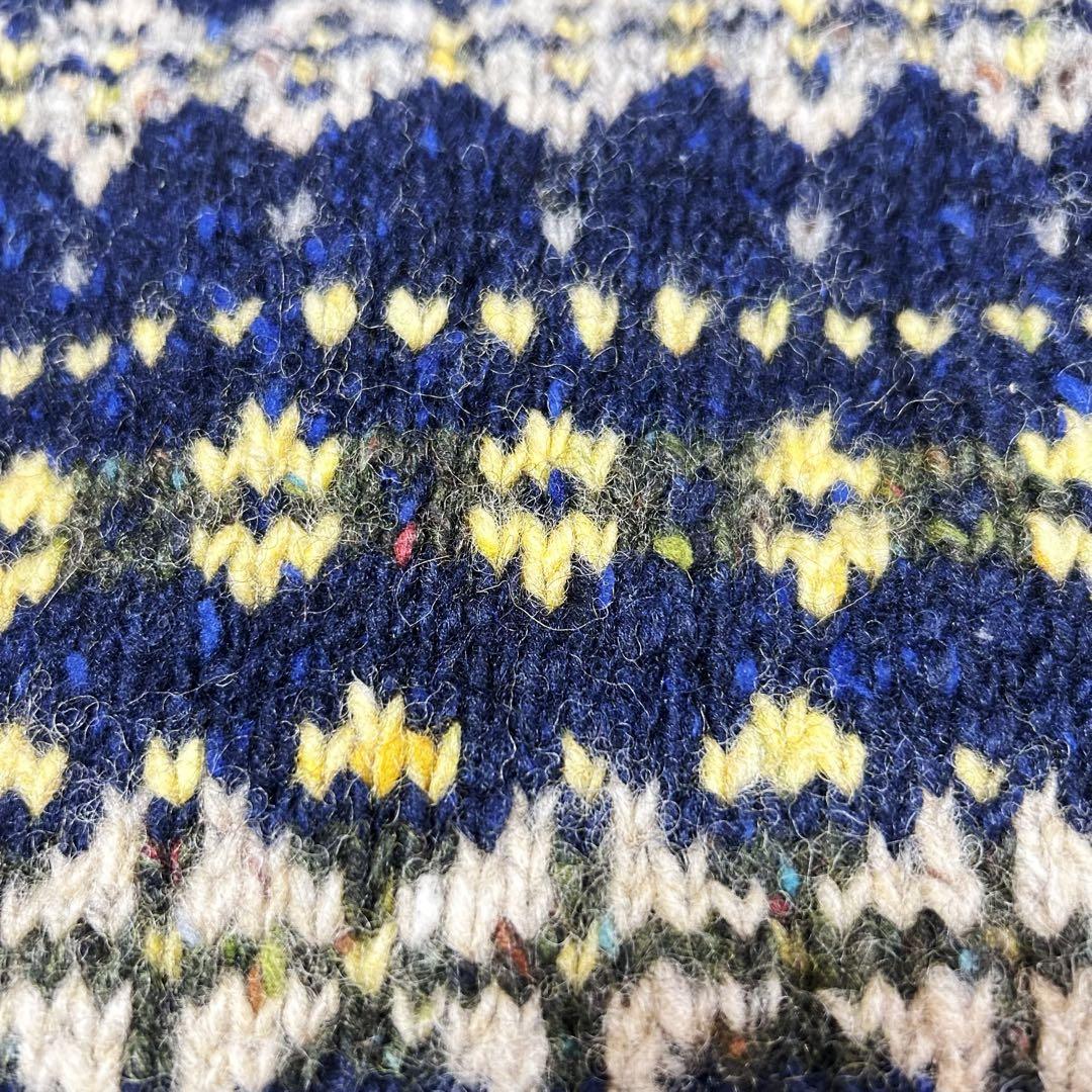 Athena Designs フェアアイル柄ベスト アイルランド製　ネイビー