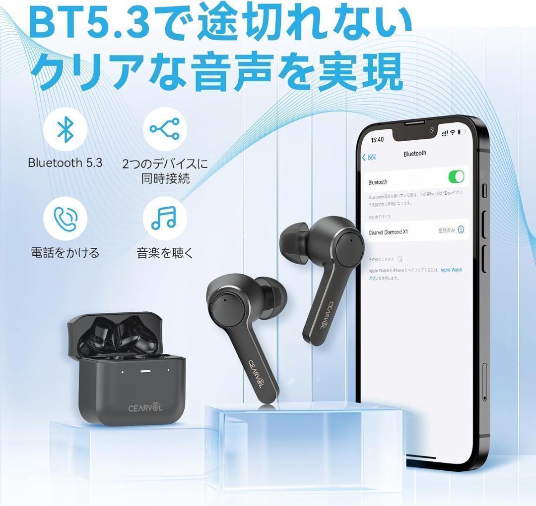 Cearvol 集音器 ワイヤレス イヤホン型 長時間使用 高速充電式 黒