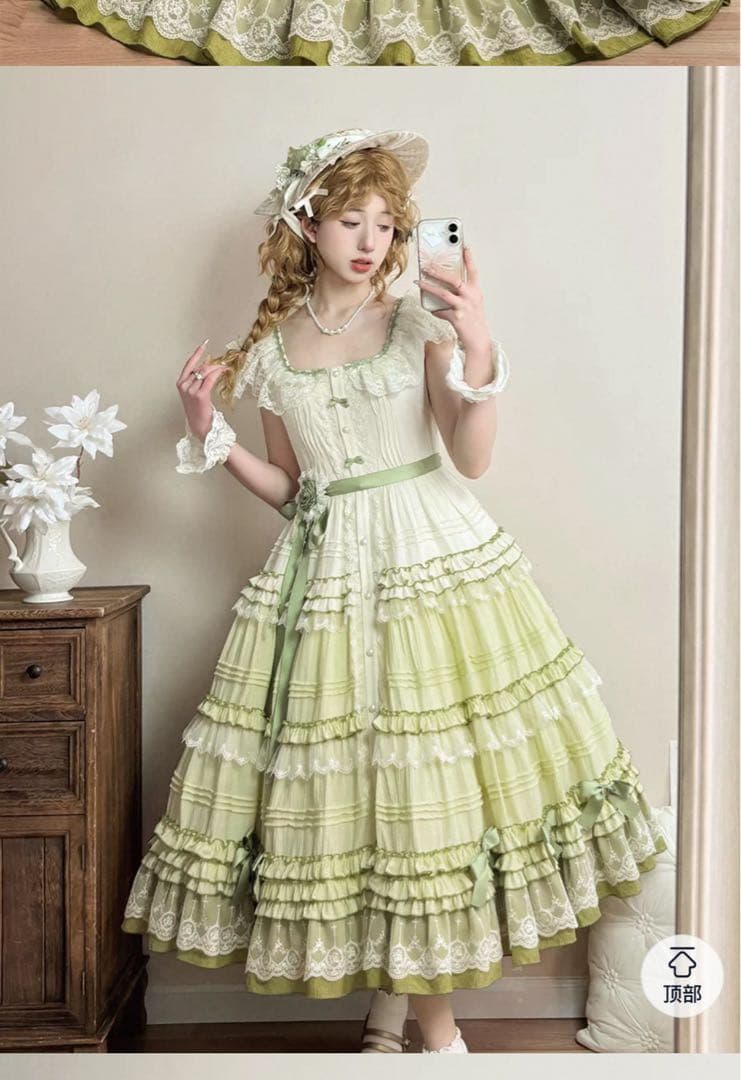 中国ロリータ　ワンピース　緑　Mサイズ
