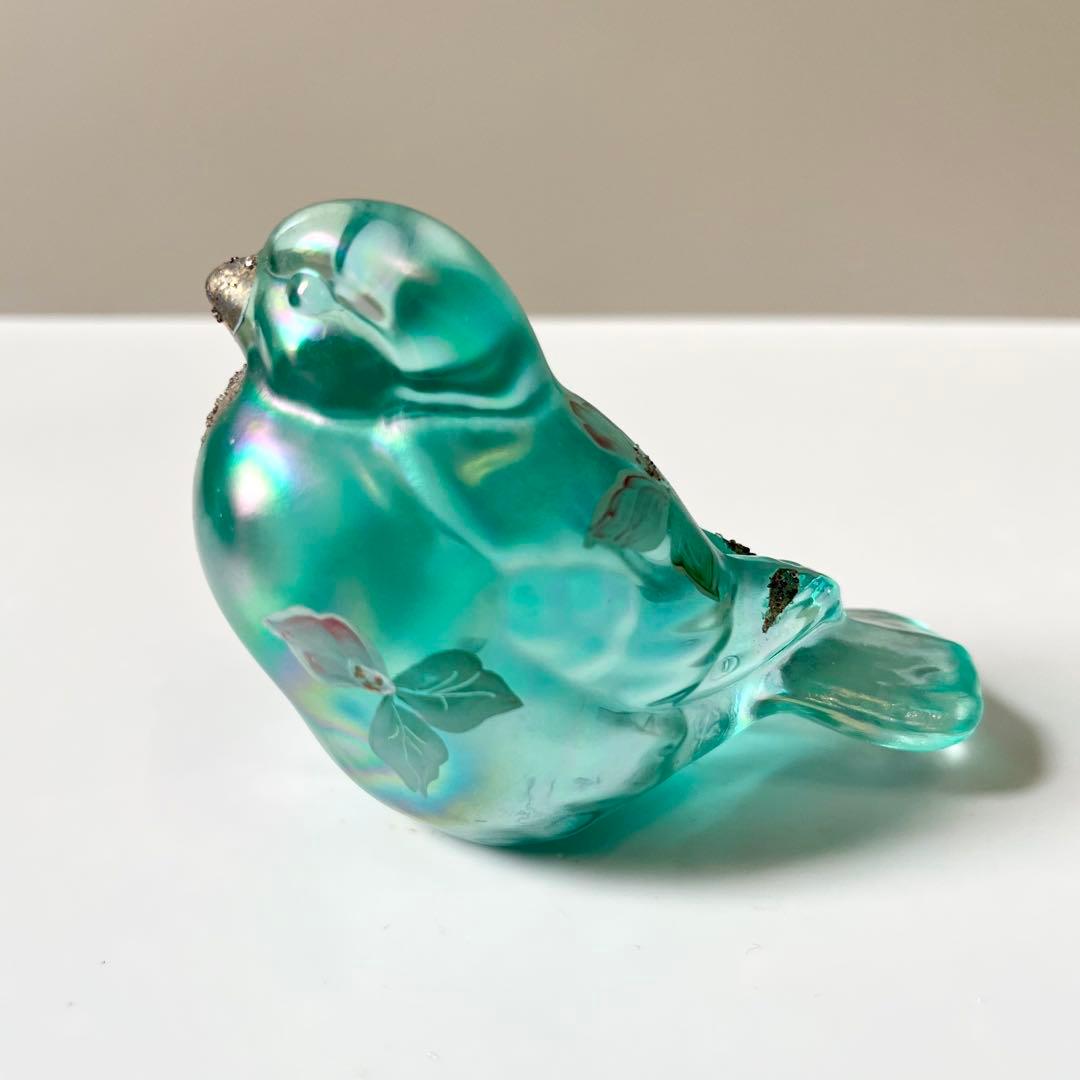 フェントン　鳥　ガラス　置物　ペーパーウェイト