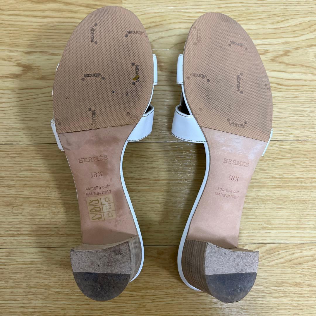 エルメス　HERMES レディースサンダル　オアジス　38 1/2 白
