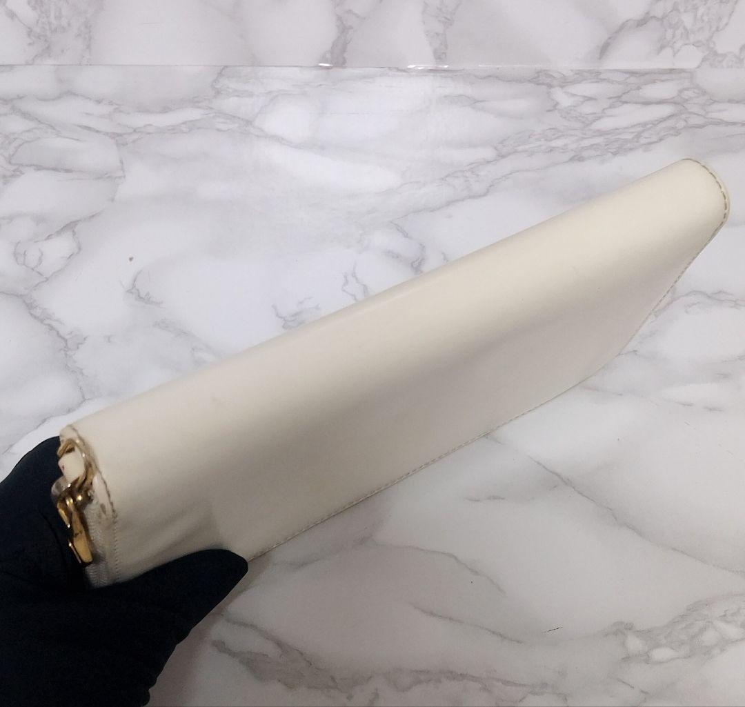 LOEWE 長財布 ラウンドファスナー レザー アイボリー系 上品