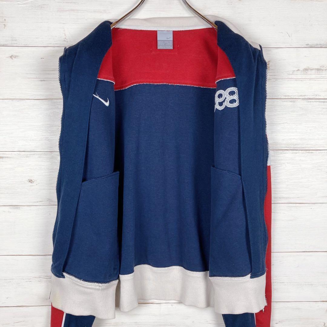 【NIKE】トラックジャケット M マルチカラー 刺繍ロゴ ネイビー