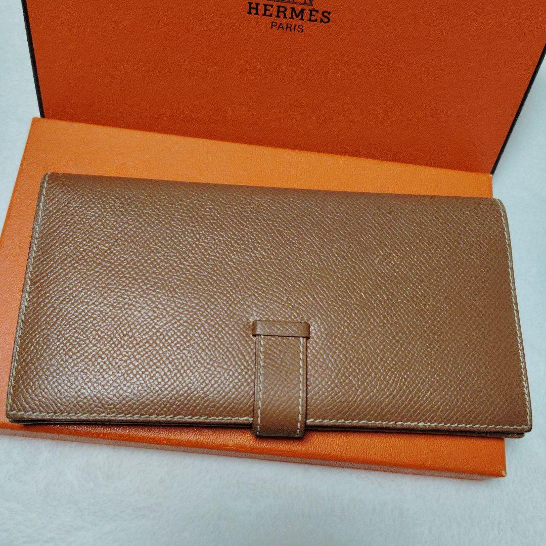 本日明日のみ値下げ！HERMES べアン ヴォーエプソン ゴールド 長財布 箱付