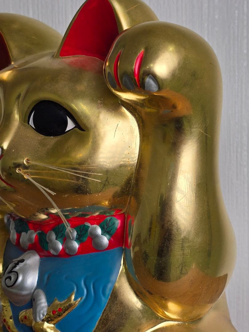 招き猫 両手上げ ゴールド 福 縁起物 貯金箱 億万両