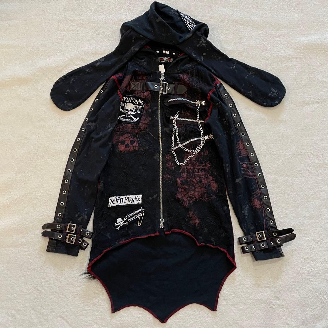 MAD GIRL mad punks ウサ耳パーカー Y2K スカル　ベルト