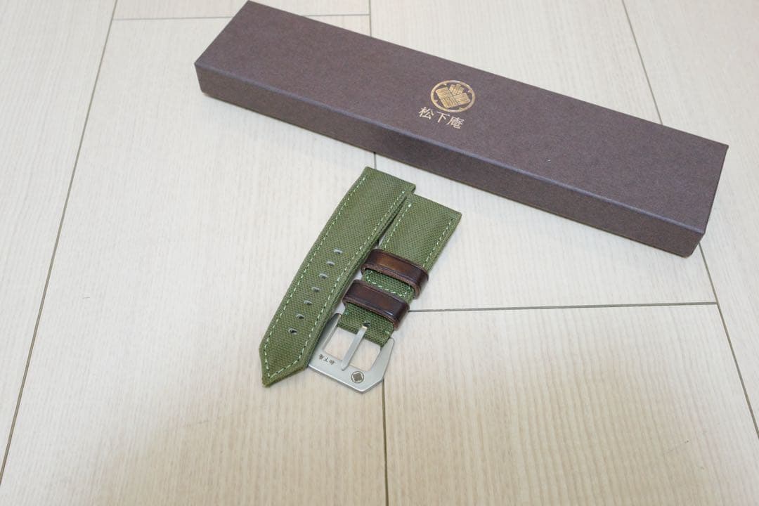 松下庵 パネライ ファブリック（帆布） アーミーグリーン26-22mm 未使用品