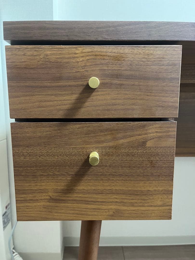 LOWYA [幅110] 日本製 デスク 単品 ドレッサー 収納 真鍮 木目