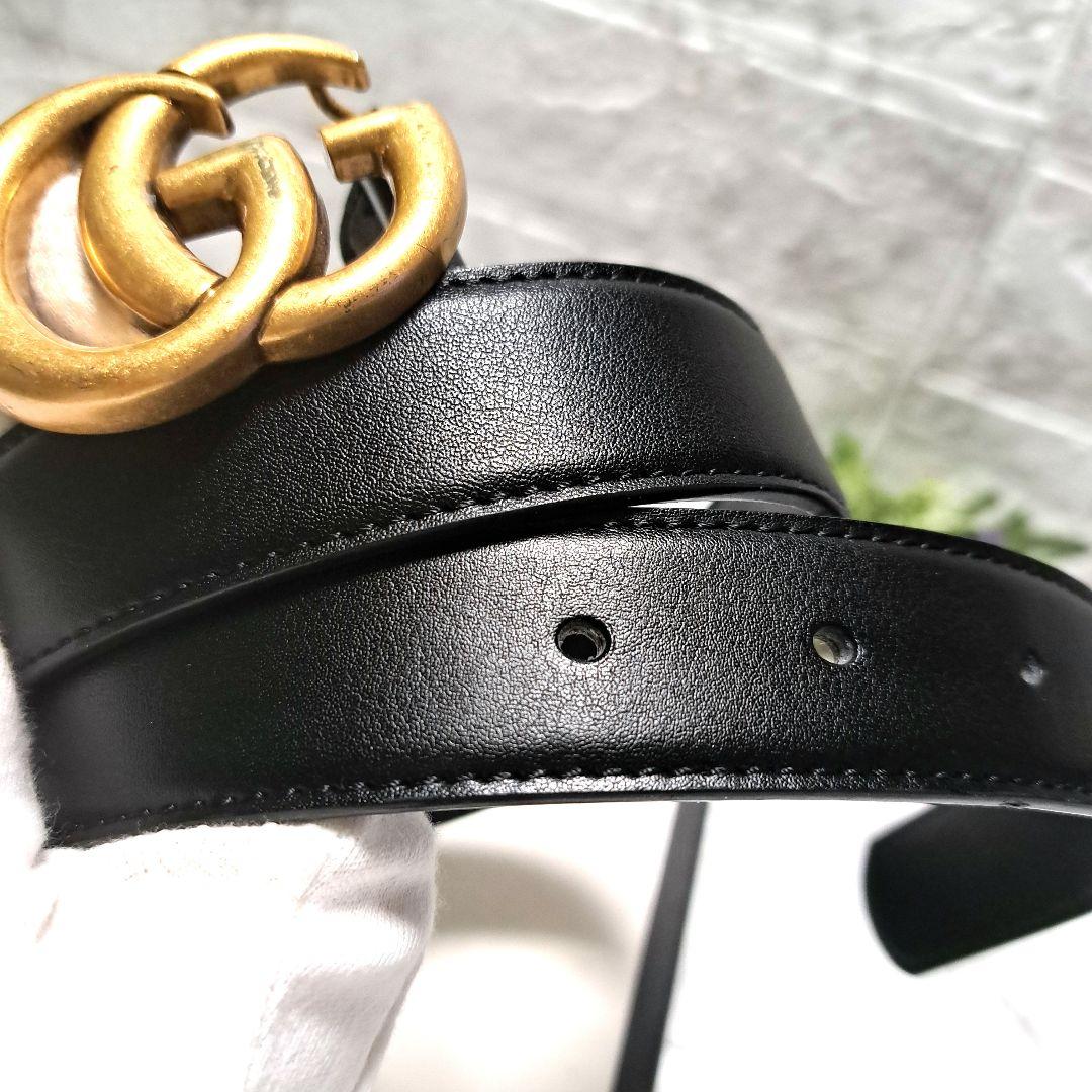 ✨️新品未使用✨️GUCCI グッチ　GGゴールドバックル　レザーベルトブラック
