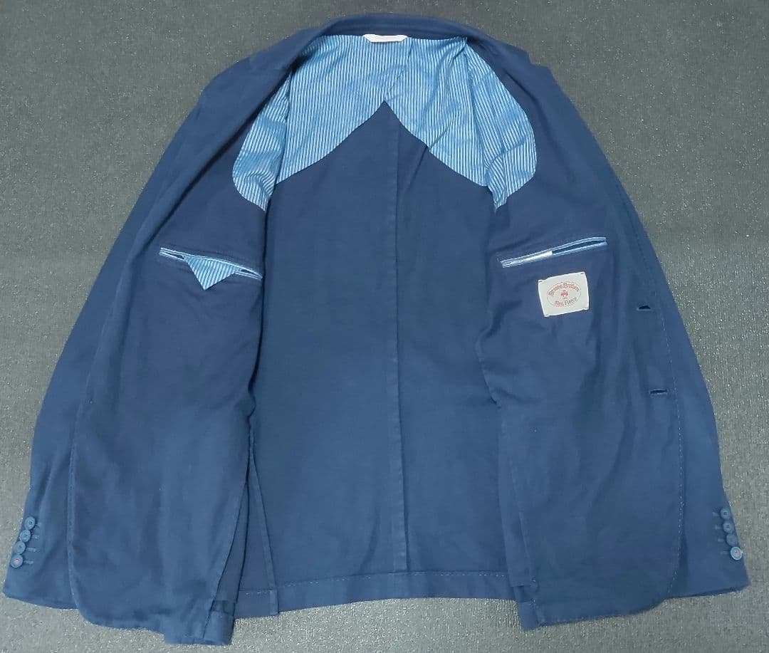 ブルックスブラザーズ48RネイビーXXL鹿の子ジャケットテーラードネイビー紳士