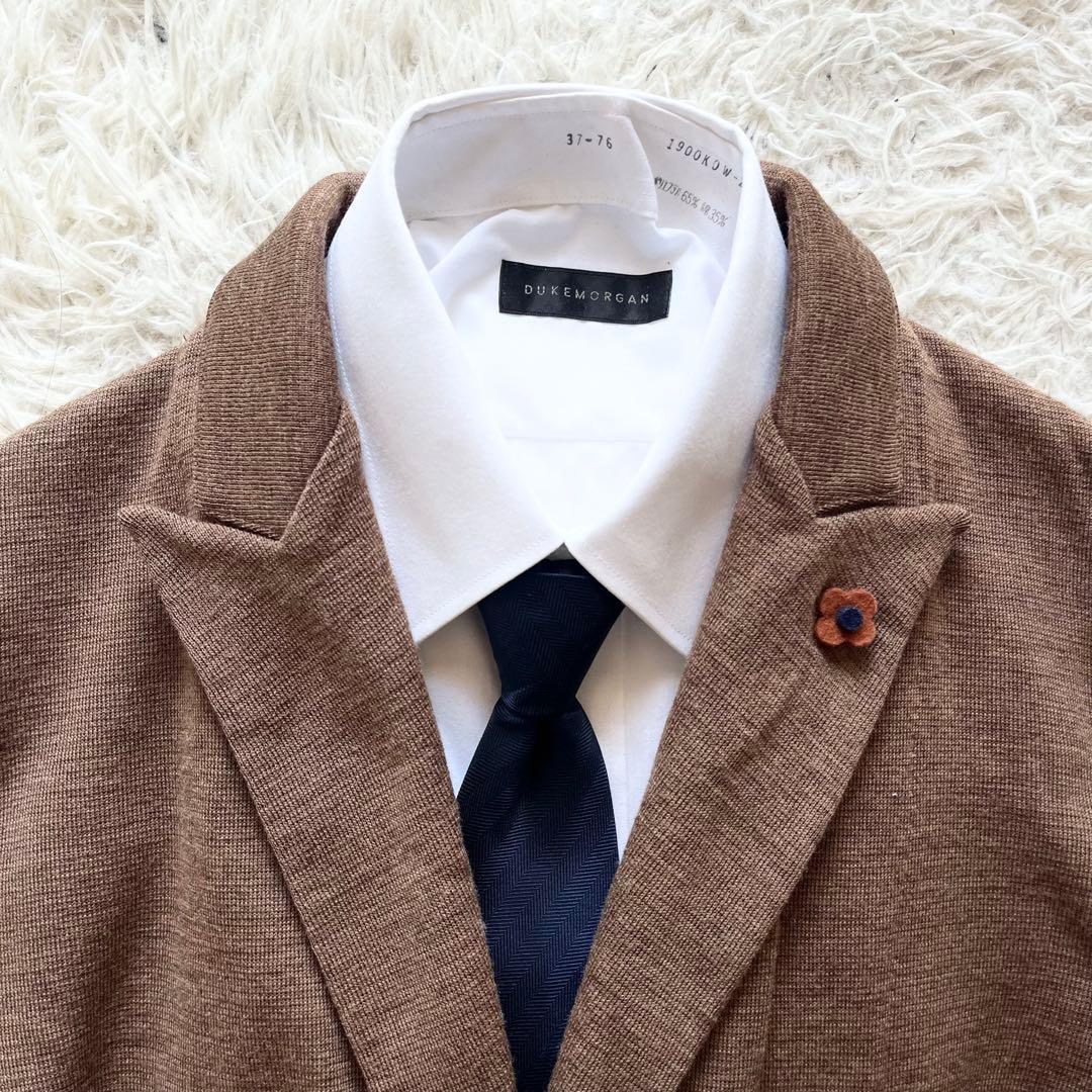 <美品>LARDINI ブラウン ダブル ウール ニットジャケット サイズＭ