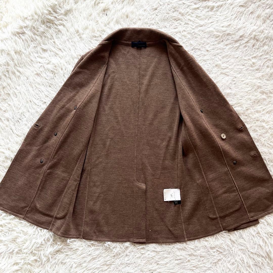 <美品>LARDINI ブラウン ダブル ウール ニットジャケット サイズＭ