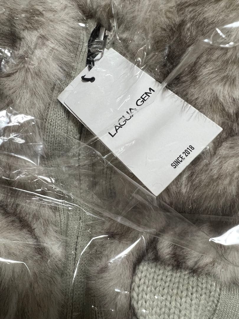 ラグアジェム　CABLE KNIT FAUX FUR ブルゾン　アイボリー