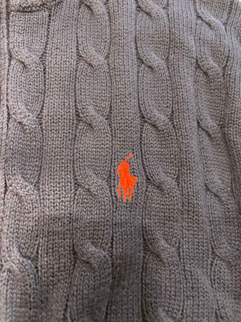 【試着のみ】ポロラルフローレン ケーブルニット コットン フルジップ セーター