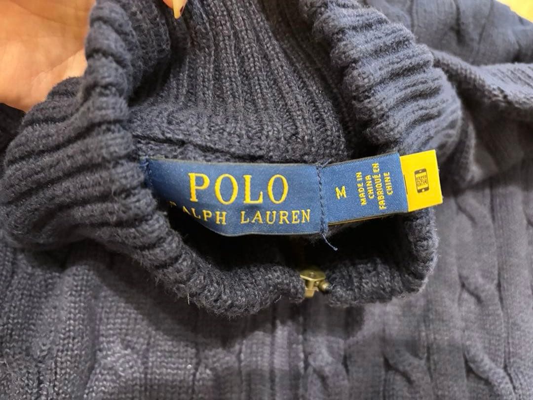 【試着のみ】ポロラルフローレン ケーブルニット コットン フルジップ セーター