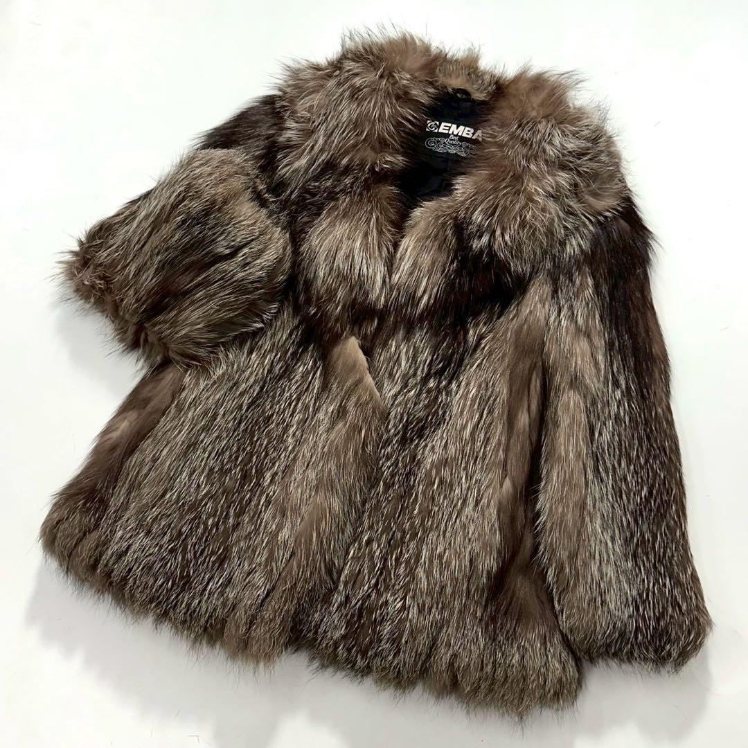 EMBA エンバ シルバーフォックス ファーコート 毛皮 ブラウン