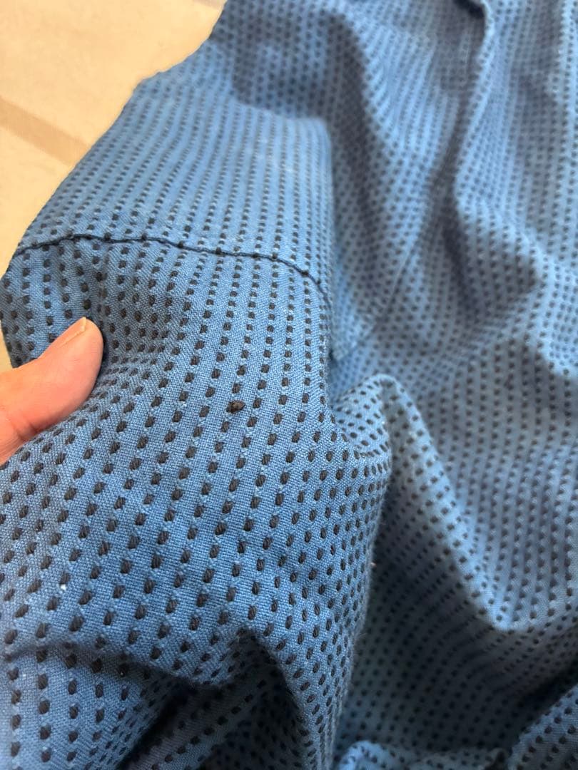 UZUIRO 一本刺し子 バルーンパンツ/ブルー/三河木綿 刺し子織