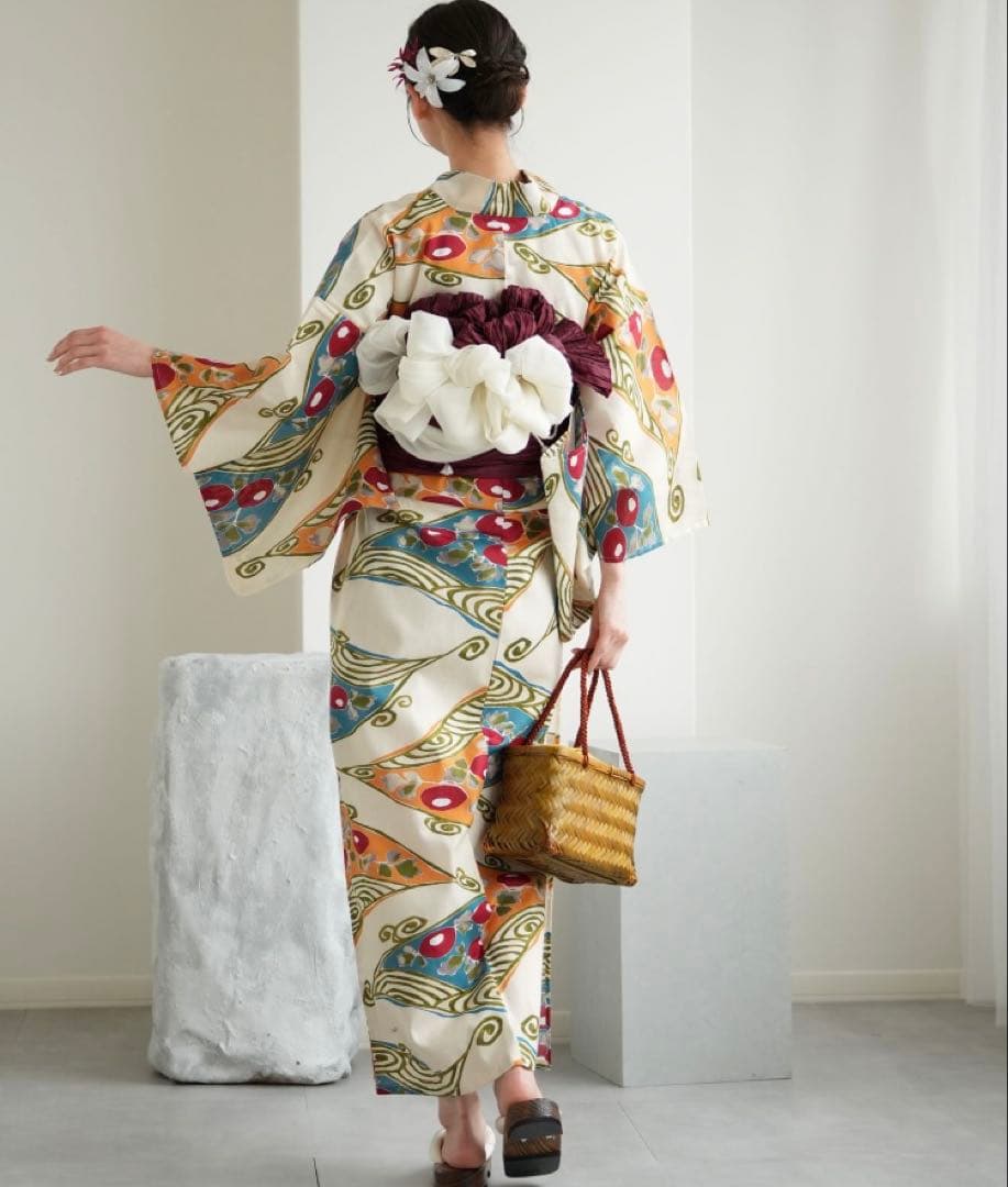 【utatane】浴衣+帯+下駄セット　新品未使用品ニコアンティーク