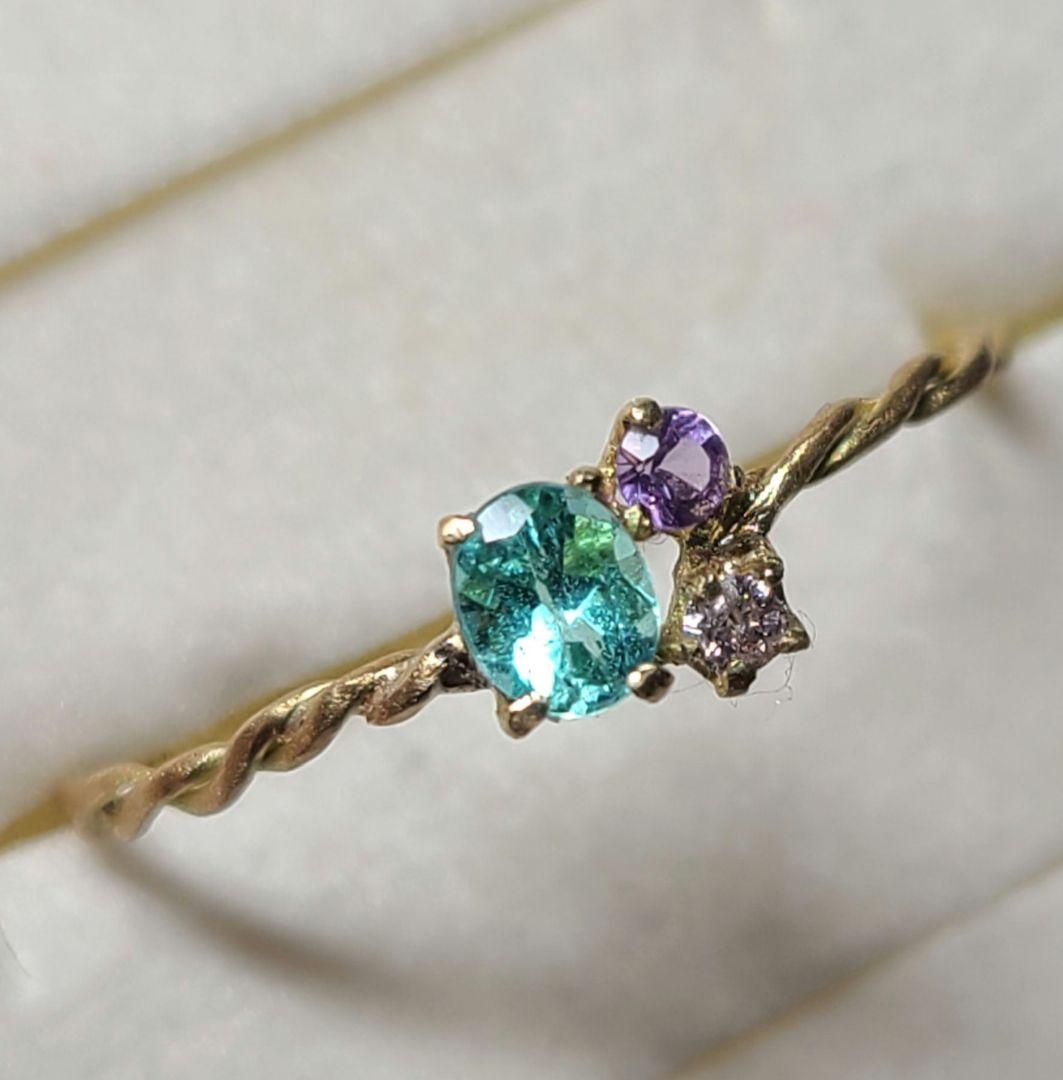 ミラノ★非加熱アイオライトサンストーン、パライバトルマリン★リングオーダー