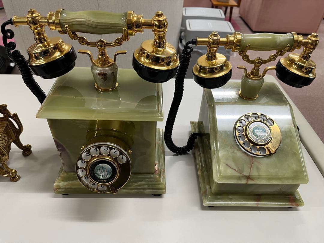 オニキス製クラシックアンティーク電話2台セット