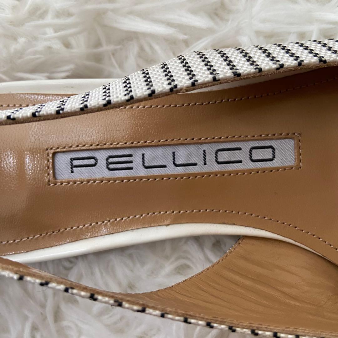 極美品✨ペリーコ バックストラップ ミュール ポインテッドトゥ ストライプ