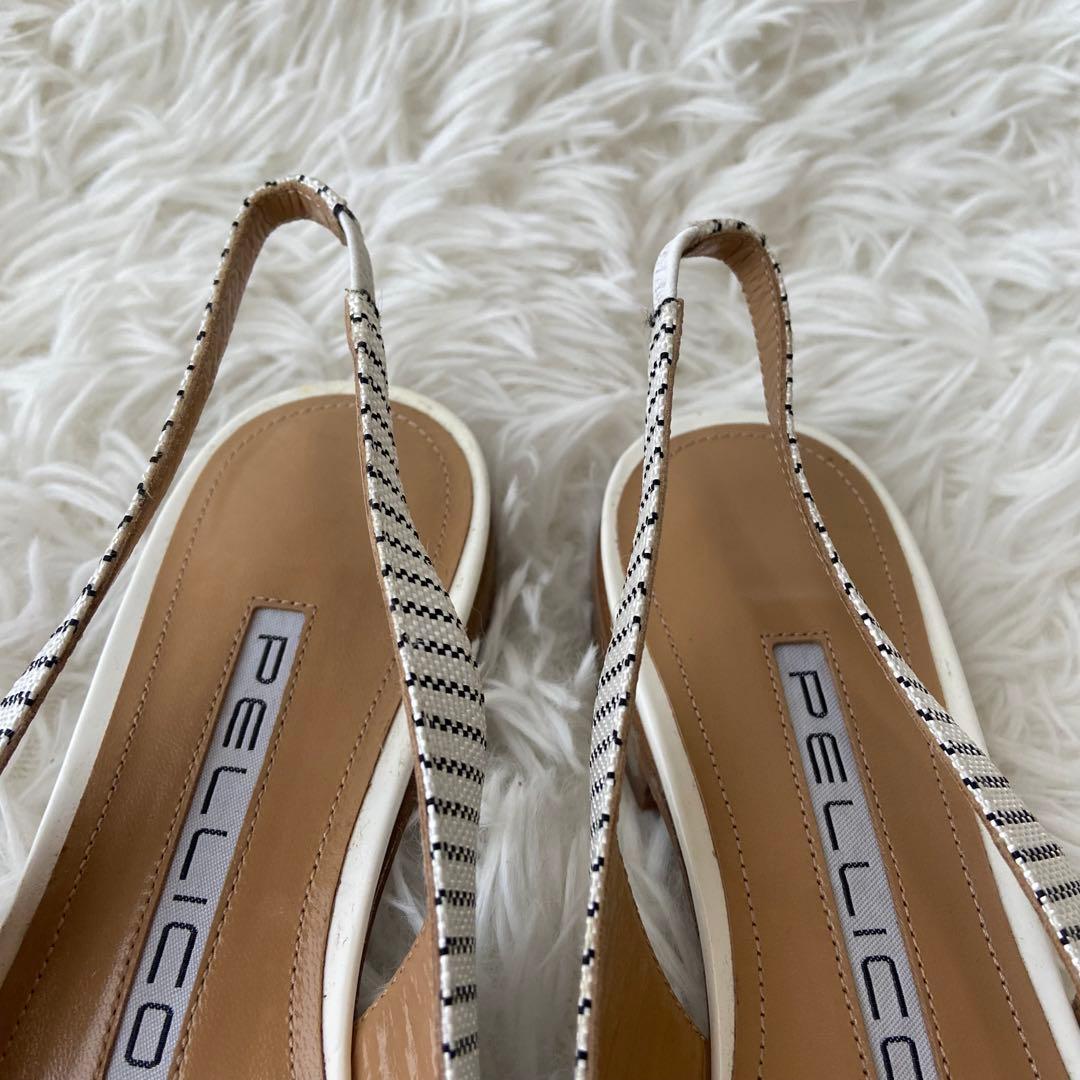 極美品✨ペリーコ バックストラップ ミュール ポインテッドトゥ ストライプ