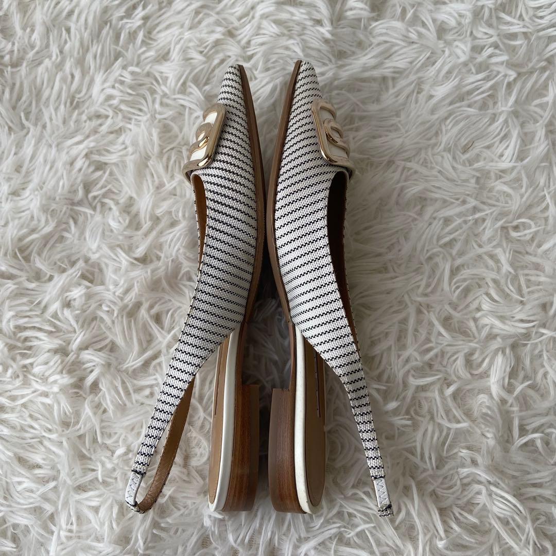 極美品✨ペリーコ バックストラップ ミュール ポインテッドトゥ ストライプ