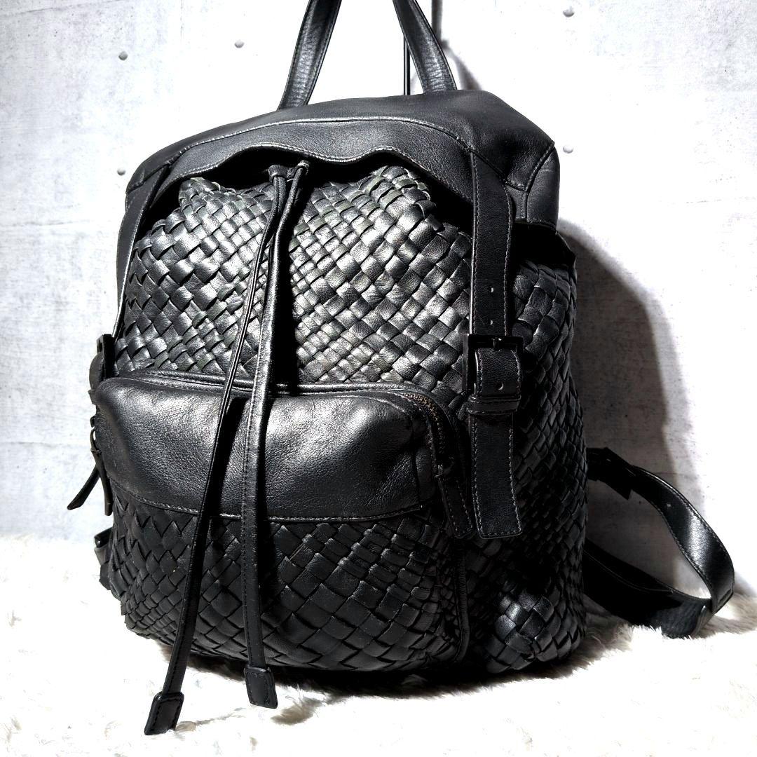 【希少 A4◎】ファロルニ　リュック　イントレ　メッシュ　ビジネス　レザー　黒