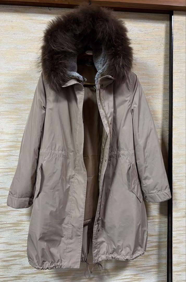 23区・ベージュファー付きモッズコート　サイズ44