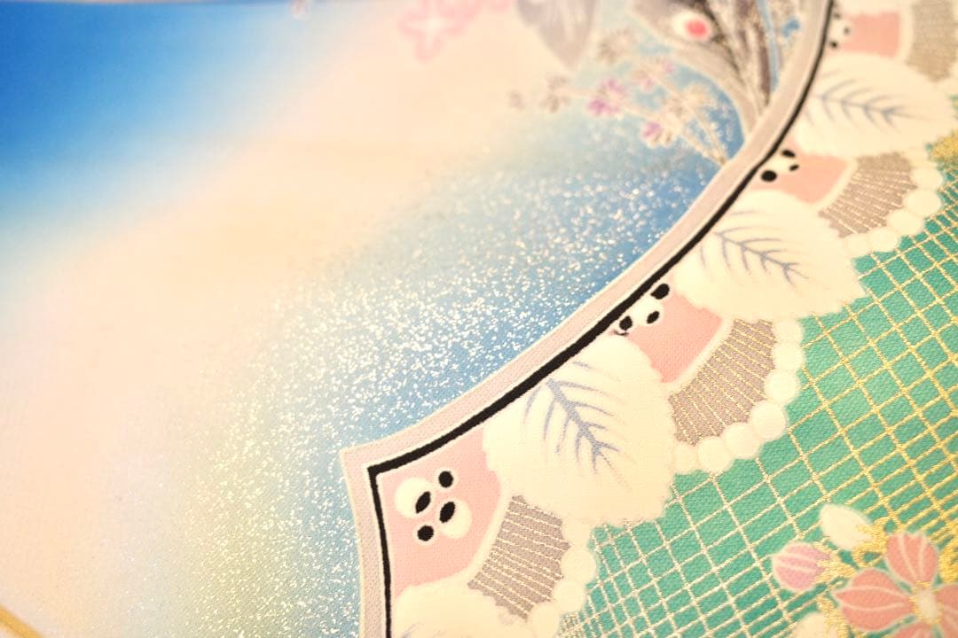 イ*い様 正絹 訪問着｜淡青グラデーション×金彩｜身丈163.5cm｜裄67㎝